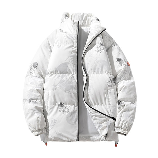 Damen futuristische Steppjacke mit astronautischen Mustern R&B
