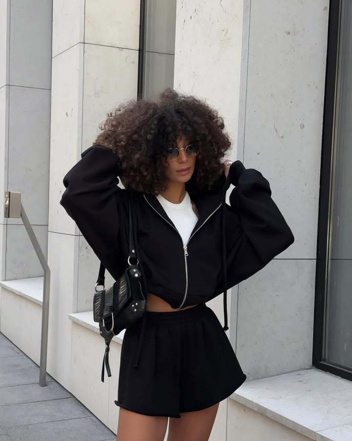 Damen lässiges Sweatset mit überschüssigem Stoff und hohem Kragen R&B