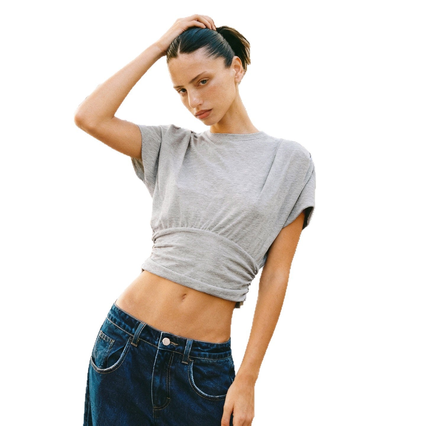 Damen Crop-Top mit modischen Rüschendetails und strukturiertem Design R&B