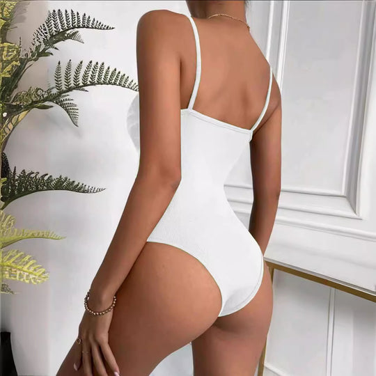 Damen figurbetontes Cut-Out Top aus Rippenstruktur R&B