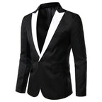 Herren eleganter Smoking-Blazer mit satinierter Kragenpartie R&B