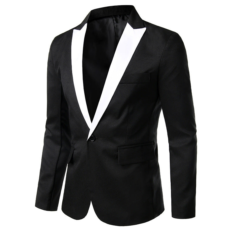 Herren eleganter Smoking-Blazer mit satinierter Kragenpartie R&B