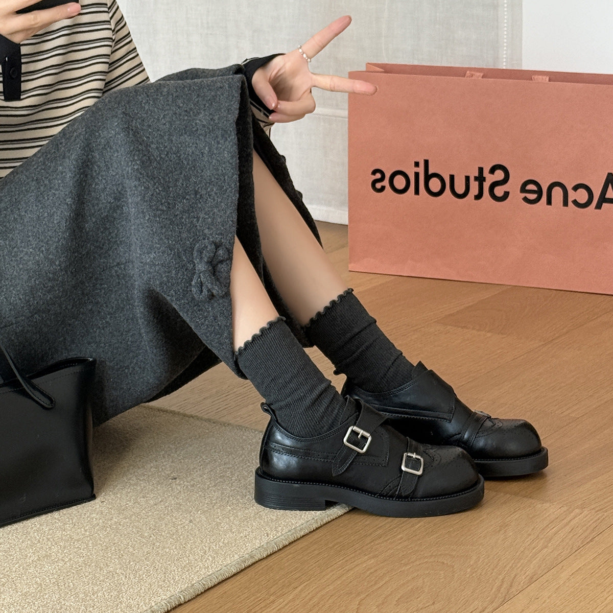 Damen Elegante Schnürstiefeletten mit modischer Schnallenverzierung R&B