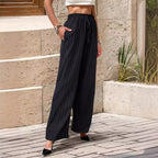 Damen Elegante Freizeithose mit streifigem Design und elastischem Bund R&B
