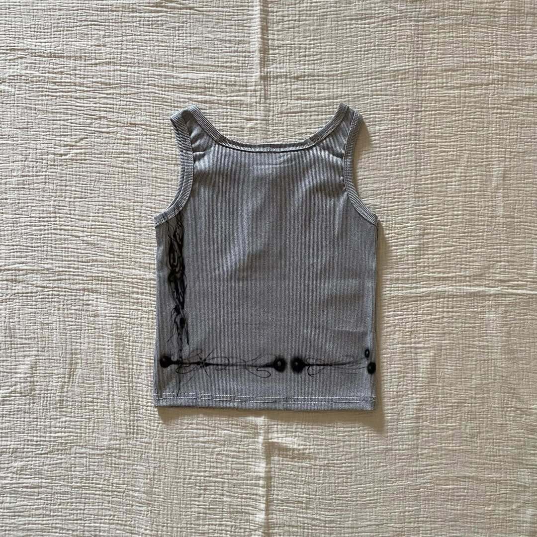Damen körperbetontes Tanktop mit kreativem Grafikdruck R&B
