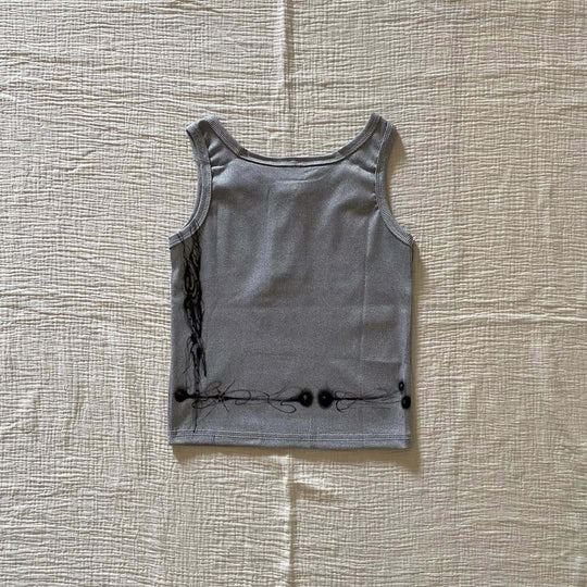 Damen körperbetontes Tanktop mit kreativem Grafikdruck R&B
