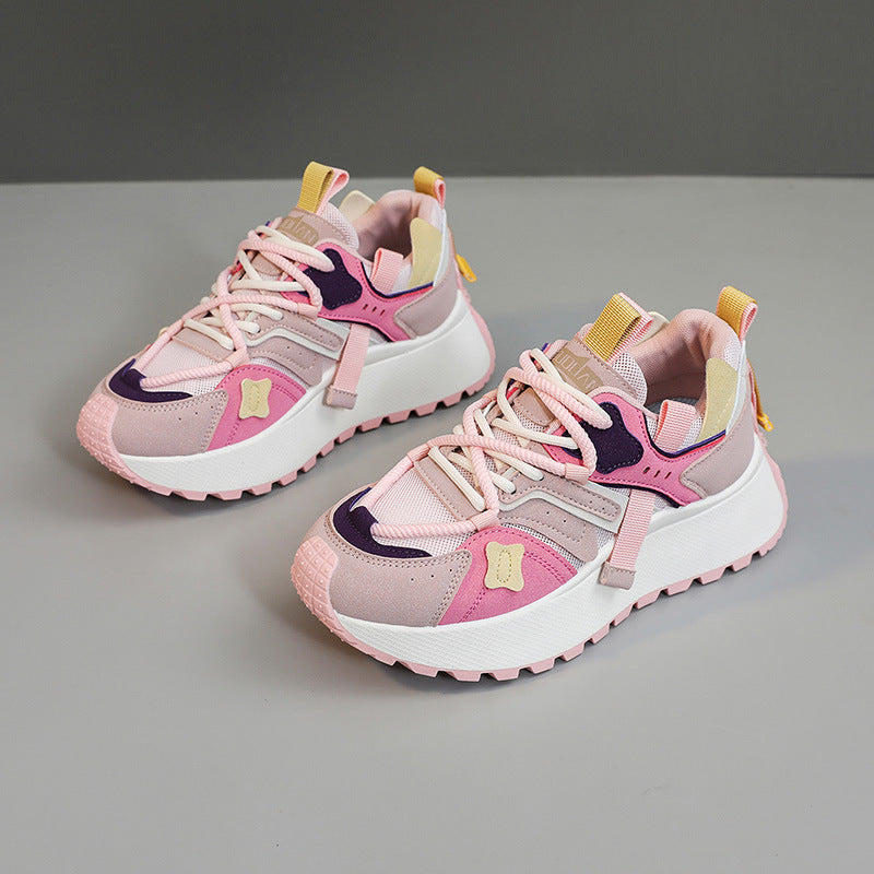 Damen sportliche Chunky Sneakers mit atmungsaktiver Mesh-Oberfläche und dämpfender Sohle R&B