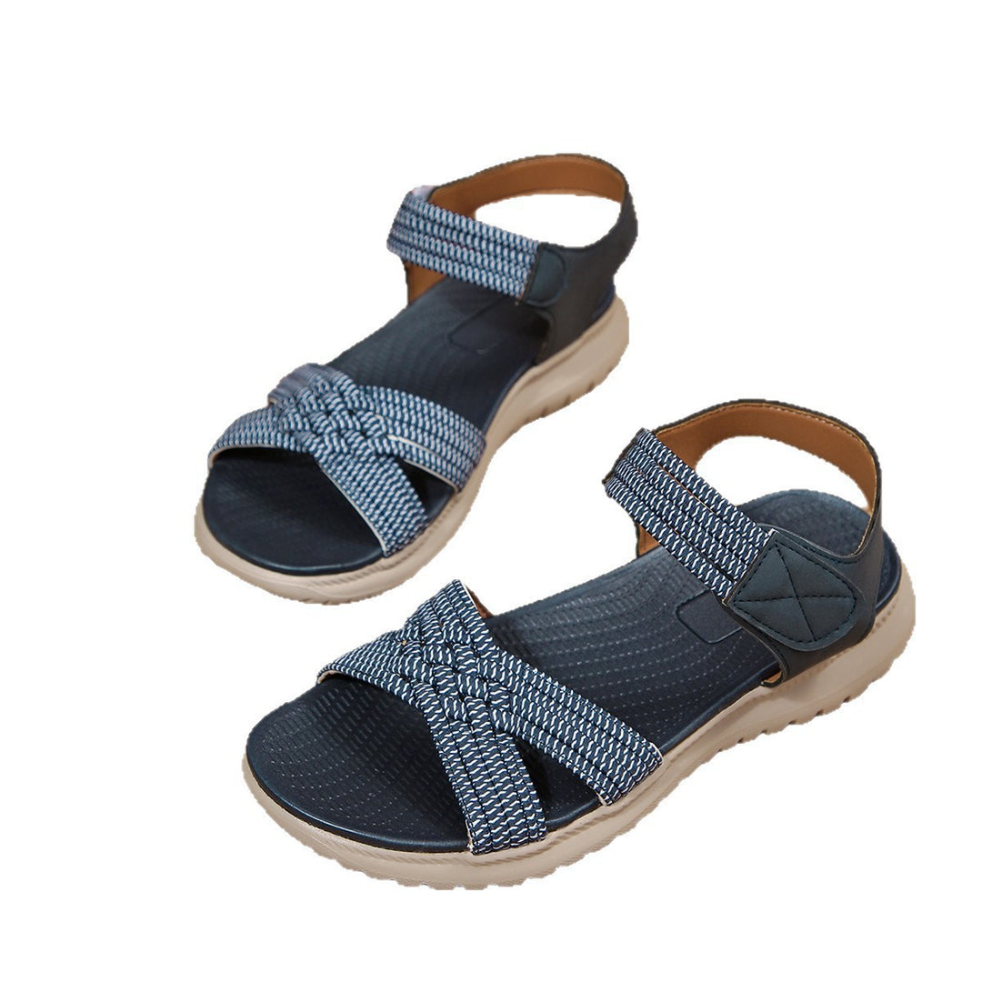 Damen Komfortable Sandalen mit geflochtenen Riemen und elastischem Band R&B
