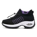 Damen nan leichte atmungsaktive Strick-Sneaker mit Luftkissen und hohem Sockenkragen R&B