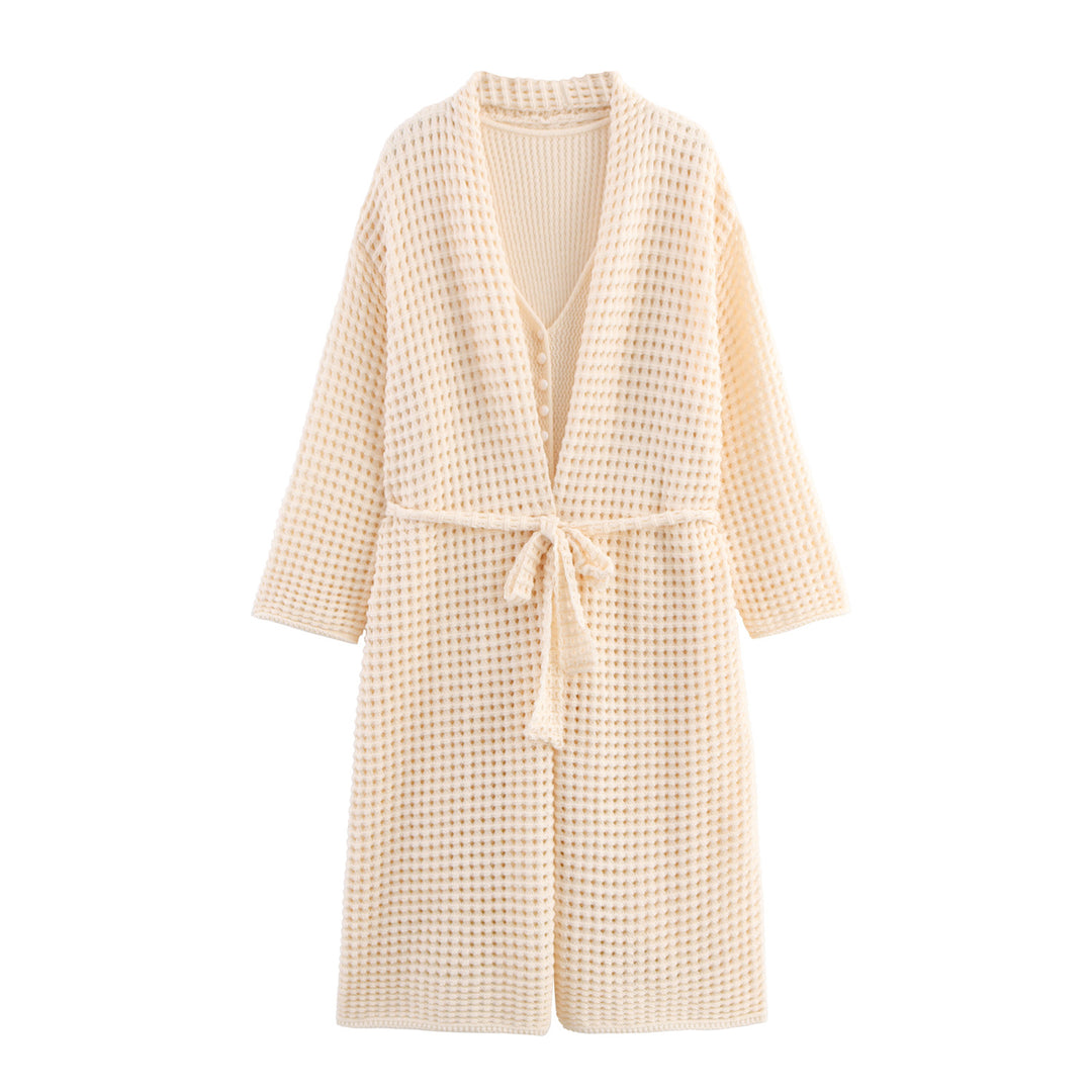 Damen Strickcardigan mit asymmetrischem Design und elegantem Taillengürtel R&B