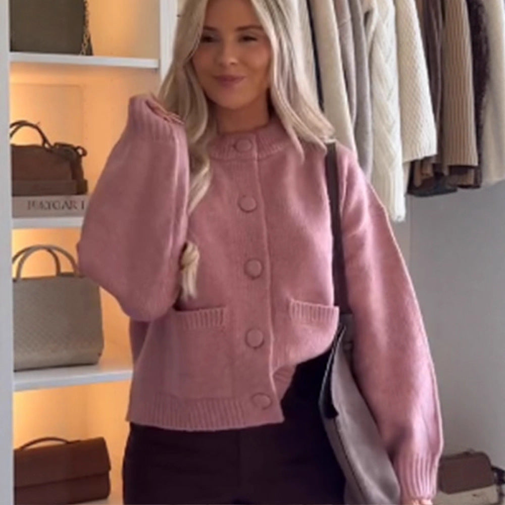 Damen lässige Strickjacke mit Knopfdetails und bequemem Schnitt R&B