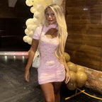 Damen Mini-Kleid mit sexy Rüschen und Spitzenakzenten R&B