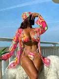 Damen Bikiniset mit farbenfrohem Überwurf und raffiniertem Schnitt R&B