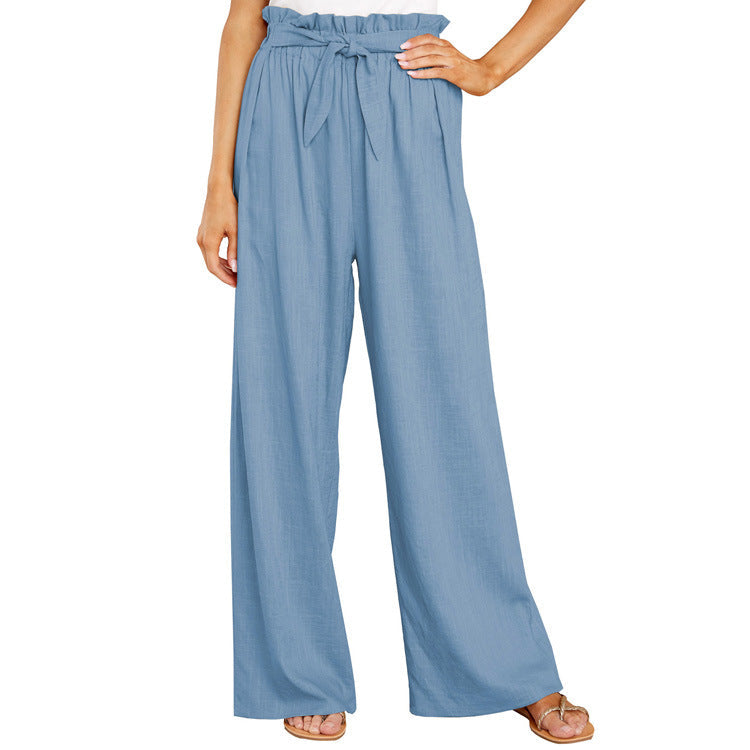 Damen Weite Sommerhose mit elastischem Bund und Bindegürtel R&B