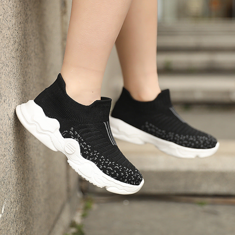 Damen Sneaker mit atmungsaktivem Strick-Obermaterial und rutschfester Sohle