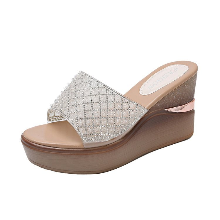 Damen glamouröse Plateausandalen mit zierlicher Strassverzierung R&B