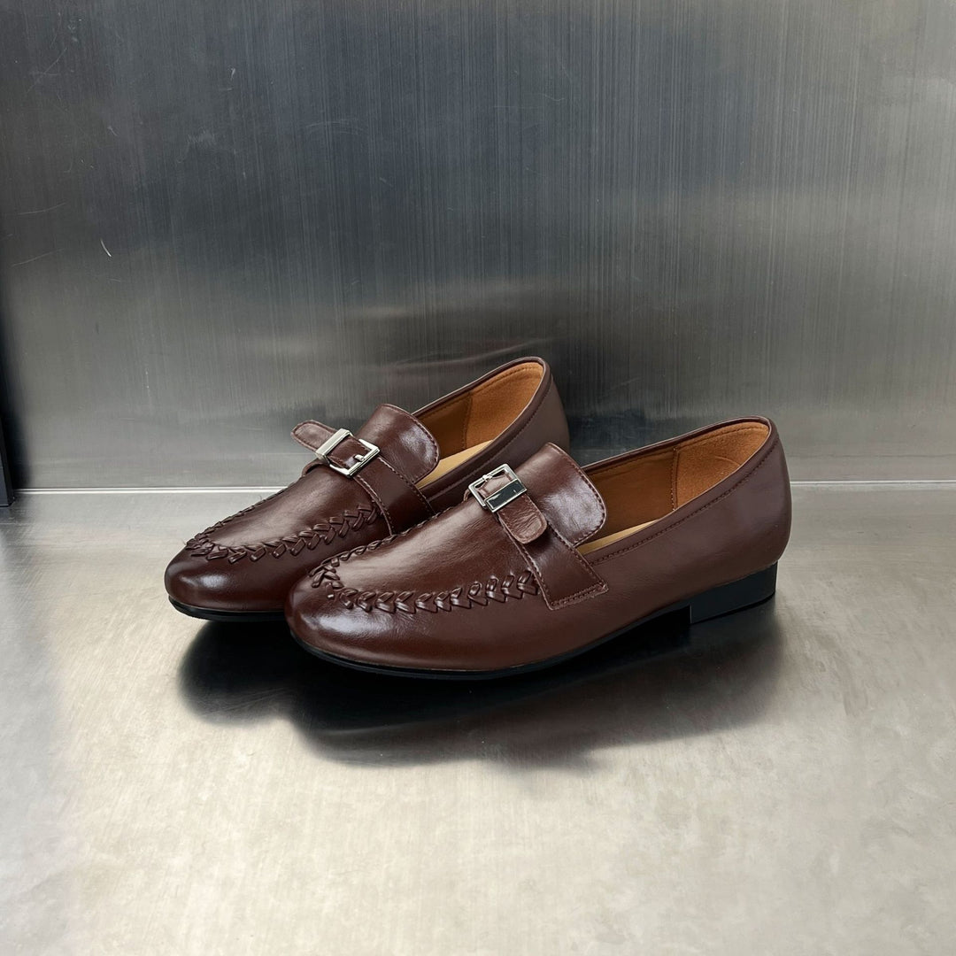 Damen Elegante Mokassins aus hochwertigem Leder mit stilvoller Schnallenverzierung R&B