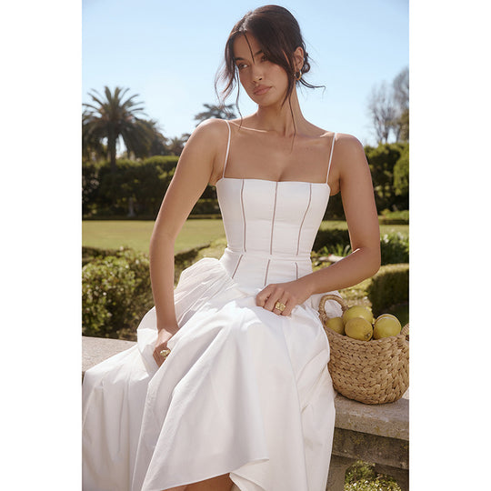 Damen Elegantes Maxikleid mit schmalem Schnitt und in der Taille gerafftem Design R&B