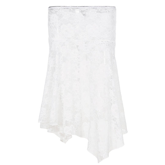 Damen Eleganter und verspielter Spitzenrock mit asymmetrischem Schnitt R&B