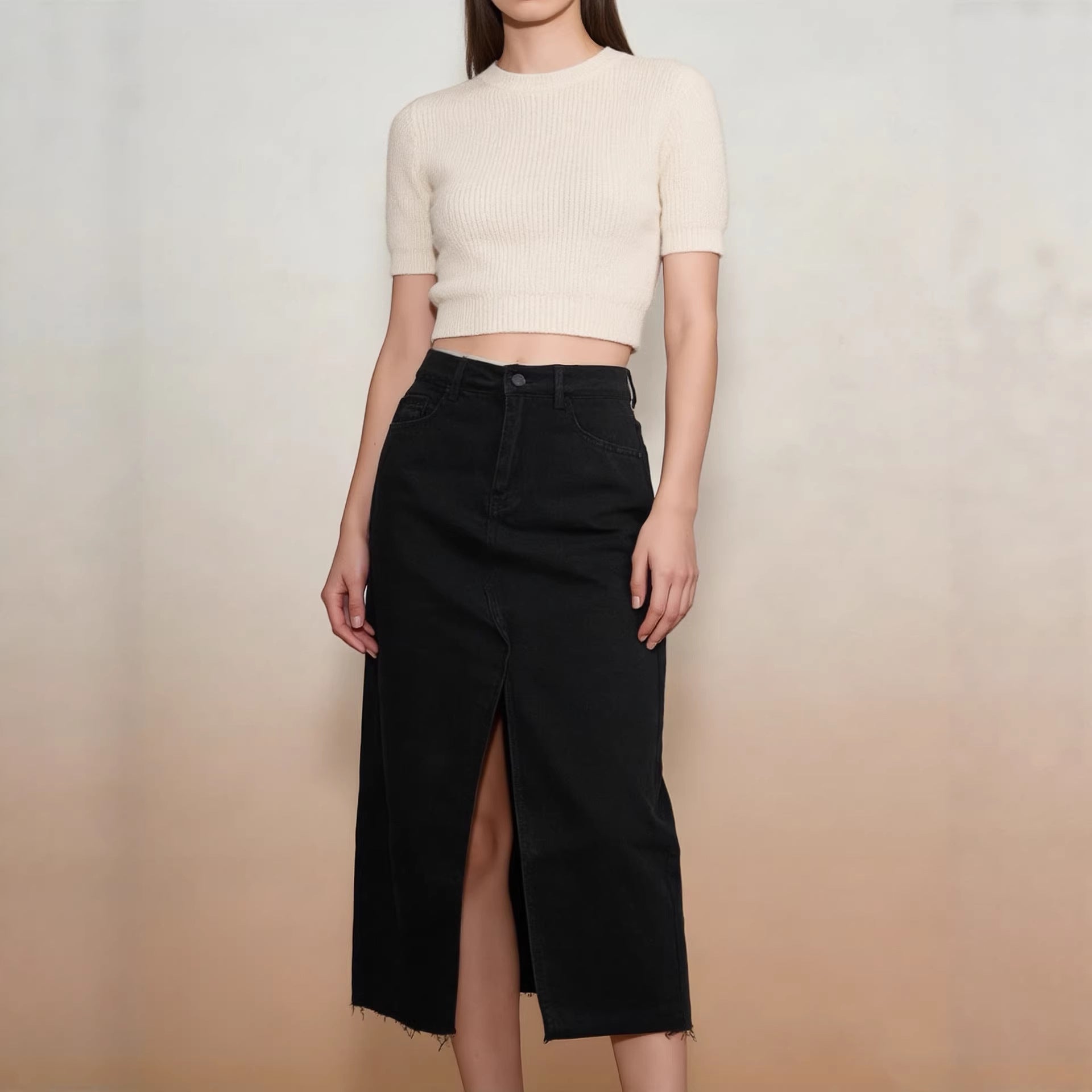 Damen Jeansrock mit Schlitz und modernem Schnitt