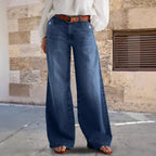 Damen Weite Jeans im Boho-Stil mit hohem Bund und komfortablem Schnitt R&B