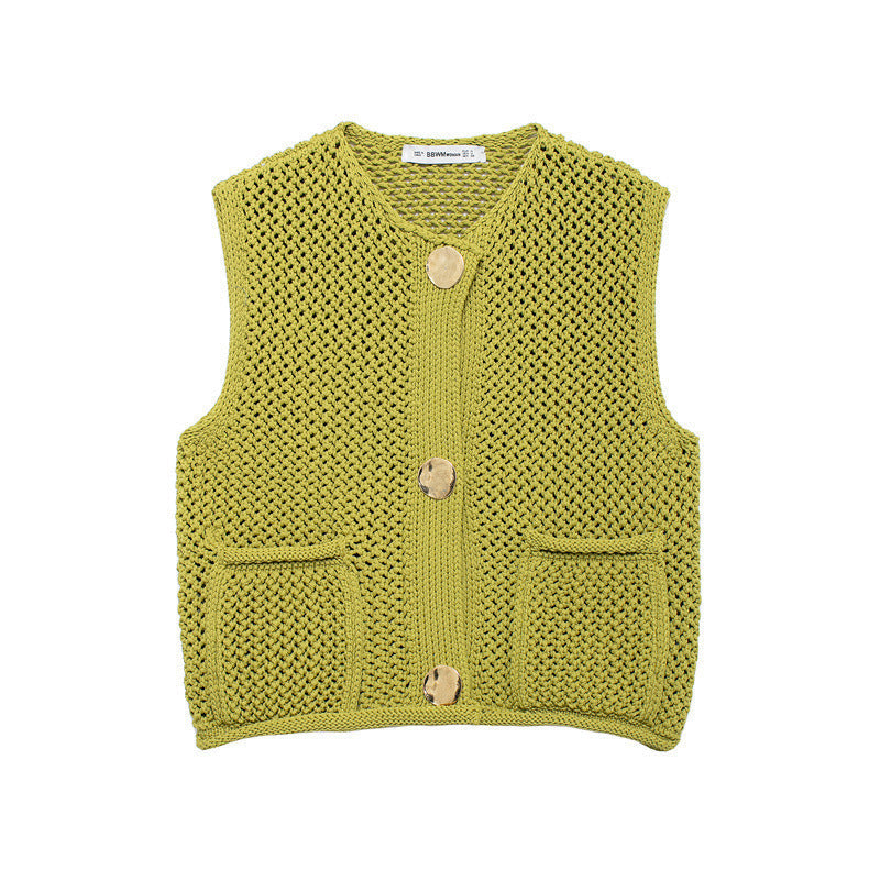 Damen Strickweste mit Knopfdetails und praktischen Taschen R&B