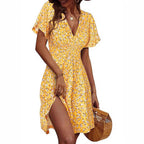 Damen Kurzarm Sommerkleid mit floralem Muster R&B