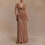Damen Elegantes Maxikleid mit fließendem Stoff und Raffungen R&B