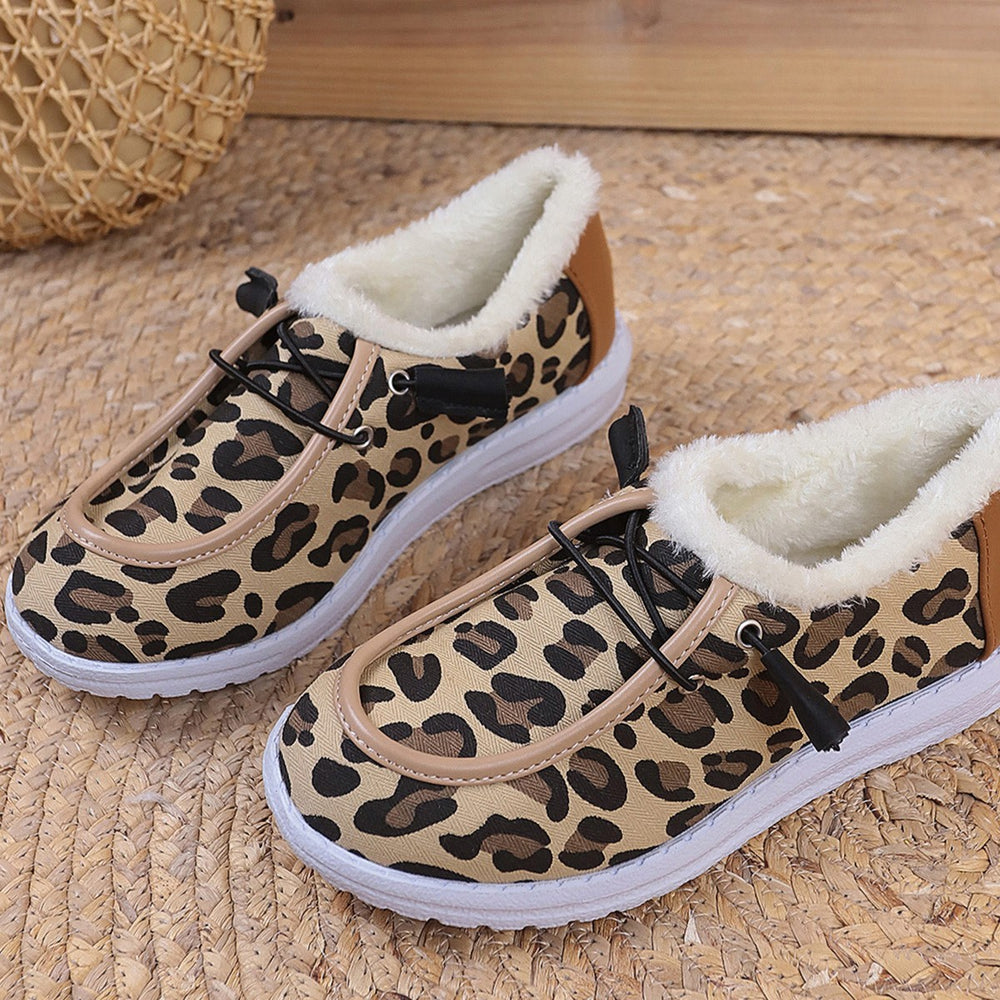 Damen Gemütliche Sneakers aus weich gefüttertem Material mit Leopardenmuster R&B