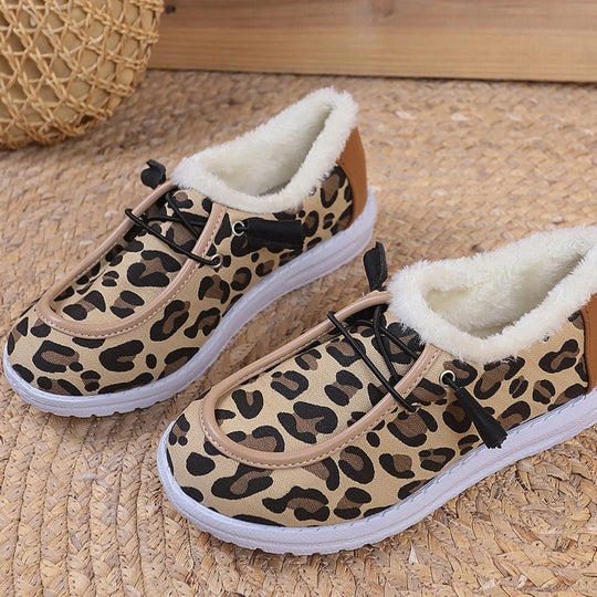 Damen Gemütliche Sneakers aus weich gefüttertem Material mit Leopardenmuster R&B