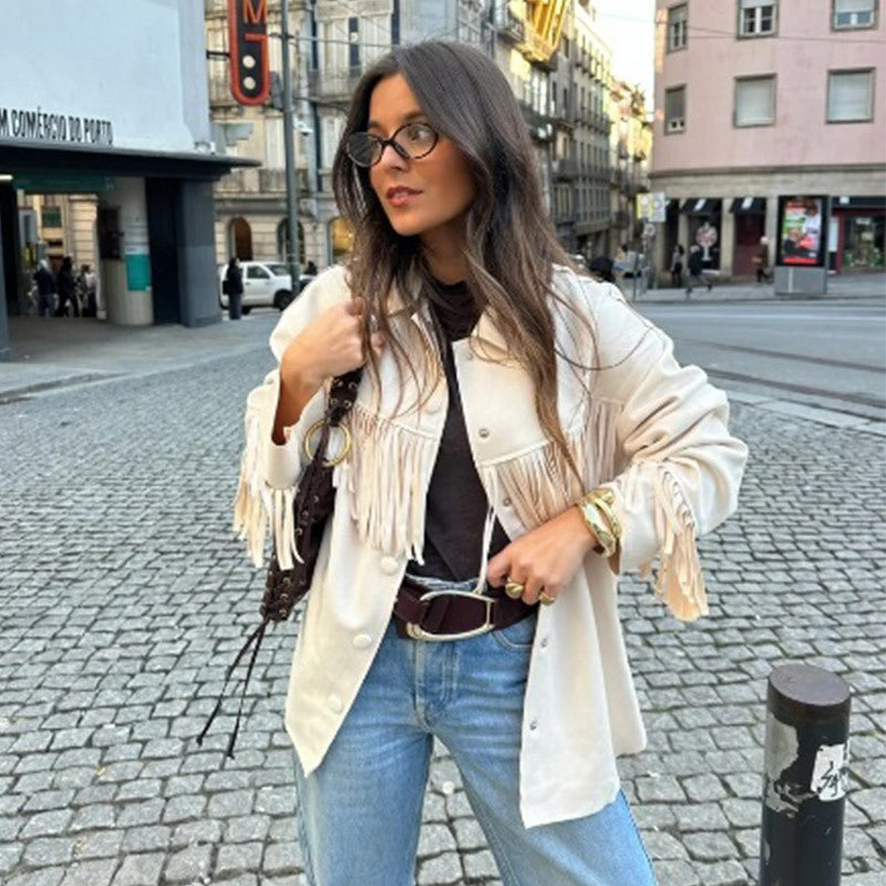 Damen Fransenjacke aus weichem imitat R&B