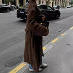Damen Eleganter Suede-Trenchcoat mit großzügigem Schnitt R&B