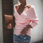 Damen Lässiger Strickpullover mit tiefem V-Ausschnitt und oversize Schnitt R&B