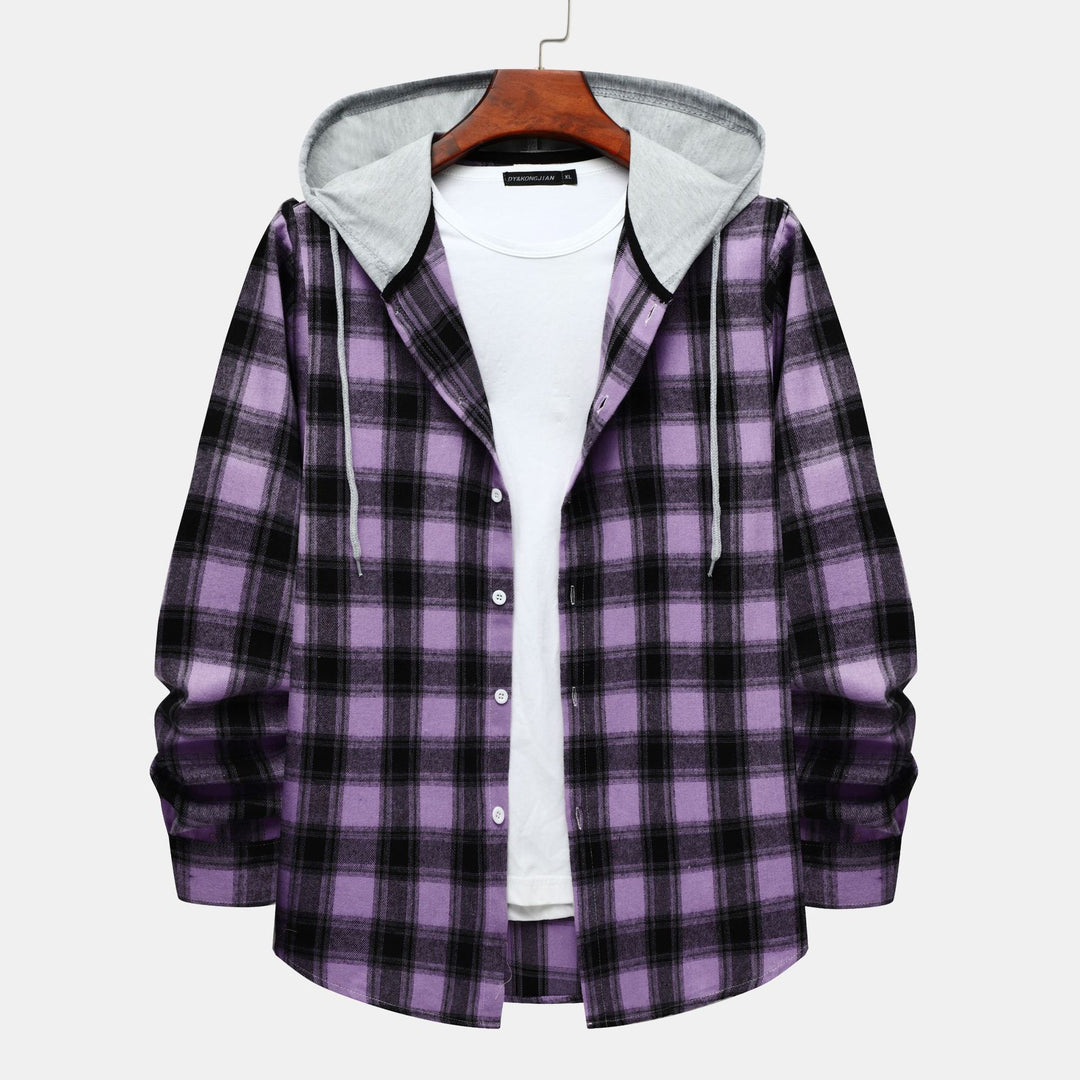 Damen Flanellhemd mit integrierter Kapuze und kariertem Design R&B
