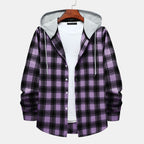 Damen Flanellhemd mit integrierter Kapuze und kariertem Design