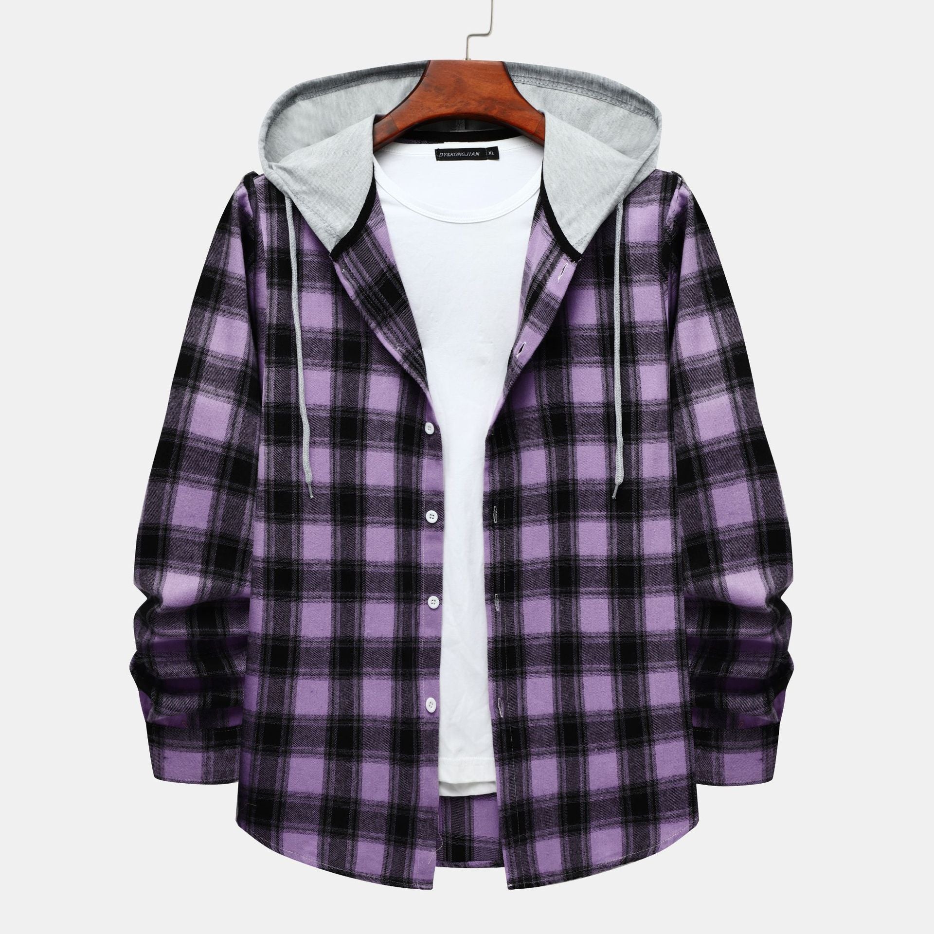 Damen Flanellhemd mit integrierter Kapuze und kariertem Design