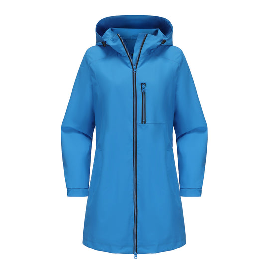 Damen modische Regenjacke mit Kapuze und praktischen Taschen R&B