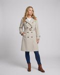 Lässiger Damen Trenchcoat Oversize Design Herbst Jacke in Grau