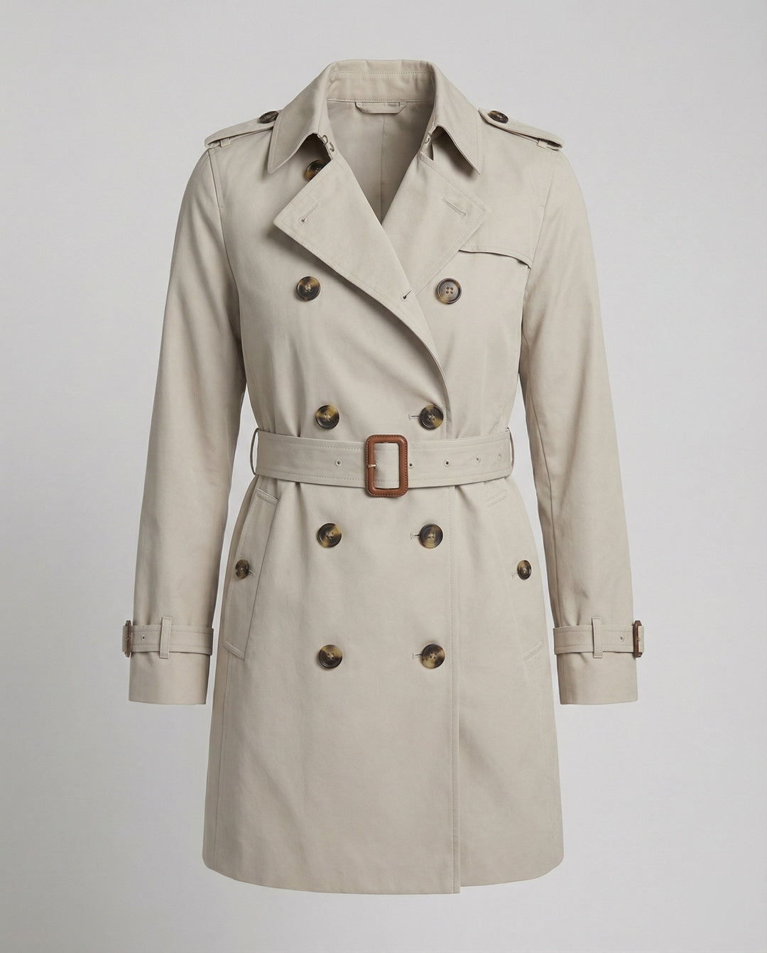 Lässiger Damen Trenchcoat Oversize Design Herbst Jacke in Grau