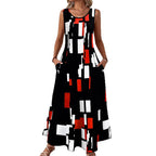 Damen Maxikleid mit buntem Grafikdesign R&B