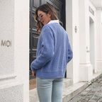 Damen Strickjacke mit V-Ausschnitt und dekorativen Knopfdetails R&B
