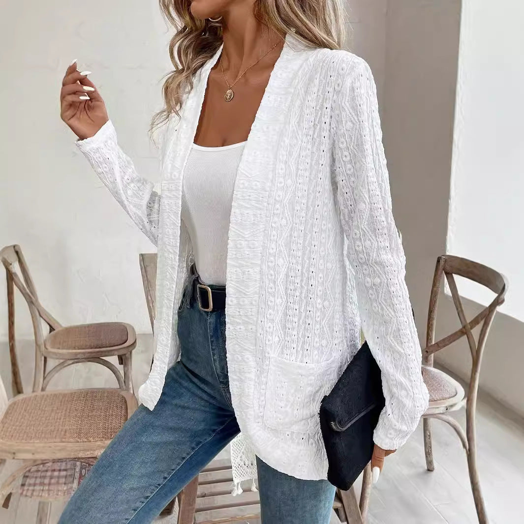 Damen elegante und luftige Strickjacke mit einzigartiger Struktur R&B