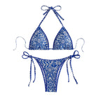 Damen Triangel-Bikini mit verspieltem Floral-Muster und eleganten Bänder