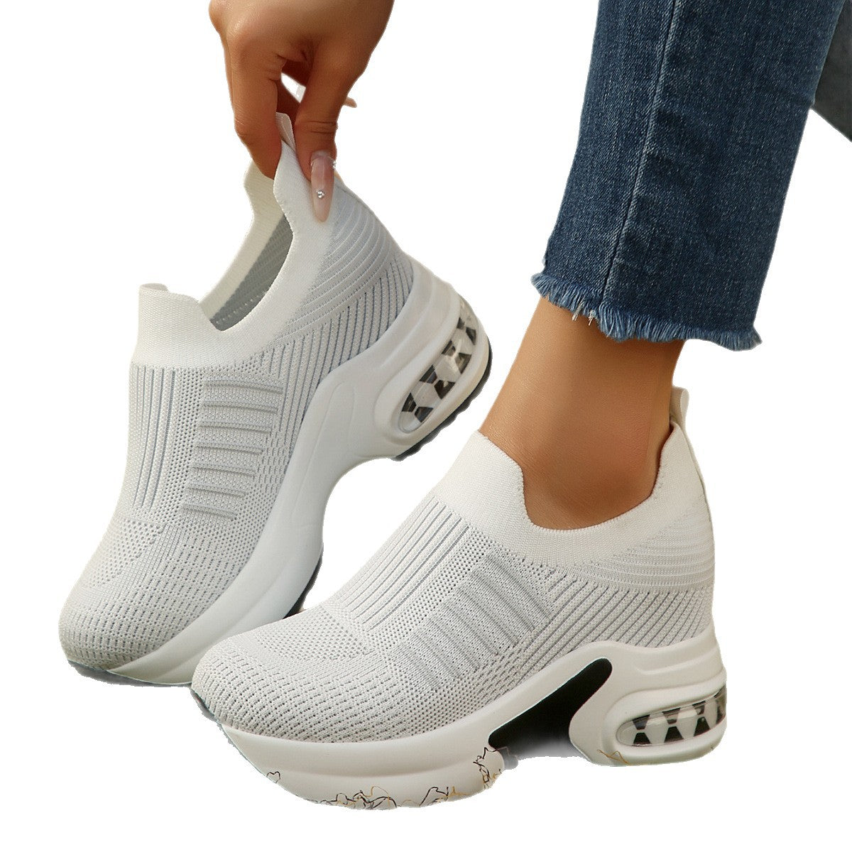 Damen Sneakers mit atmungsaktivem Strickoberteil und komfortabler Dämpfung R&B