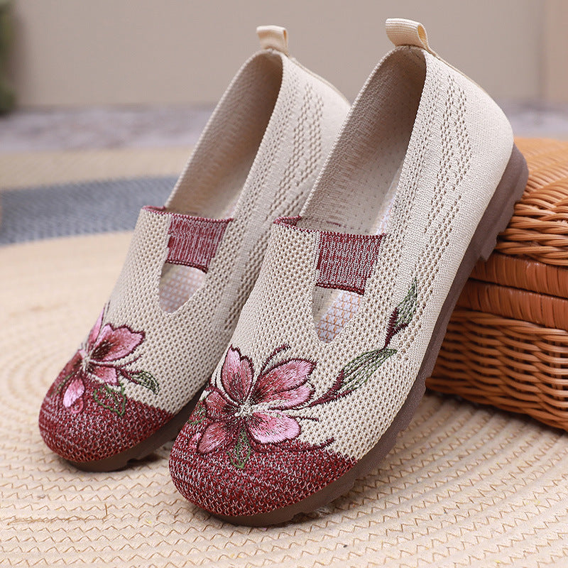Damen Freizeitschuhe mit gesticktem Blumenmuster R&B