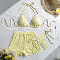 Damen Triangel-Bikini-Set mit eleganten Rüschendetails und passenden Shorts R&B