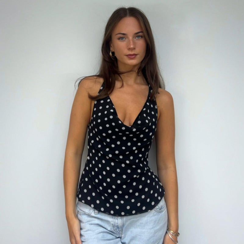 Damen Haltertop mit polka-dots Design und figurbetontem Schnitt R&B