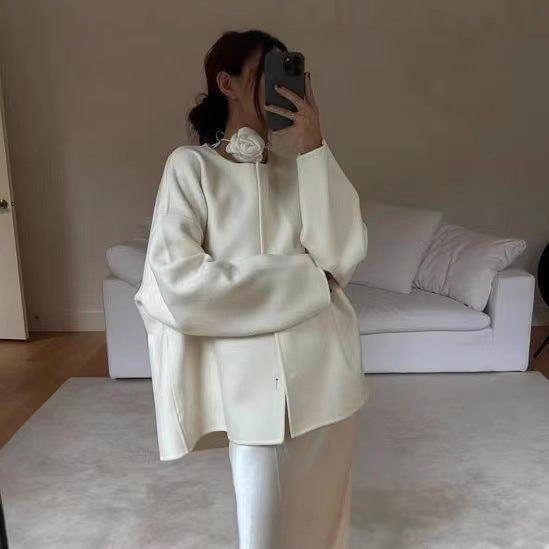 Damen Oversized Mantel mit asymmetrischem Kragen R&B