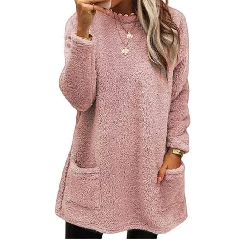 Damen Kuscheliger Fleece-Pullover mit weitem Schnitt und praktischen Taschen R&B