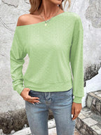Damen lässiges Sweatshirt mit asymmetrischem Ausschnitt und Lochmuster R&B